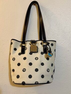 Black&White Polka Dot Tote Bag Dooney&Bourke
